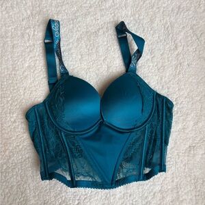 Victoria's Secret Blue Bustier Bra with Underwire Support
